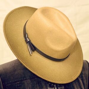 Brown Gradient Stiff Brim Fedora Hat - NEW